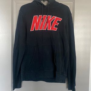 Black nike hoodie with red logo